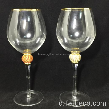 Diamond Gold Rimm Wine Glasses Set